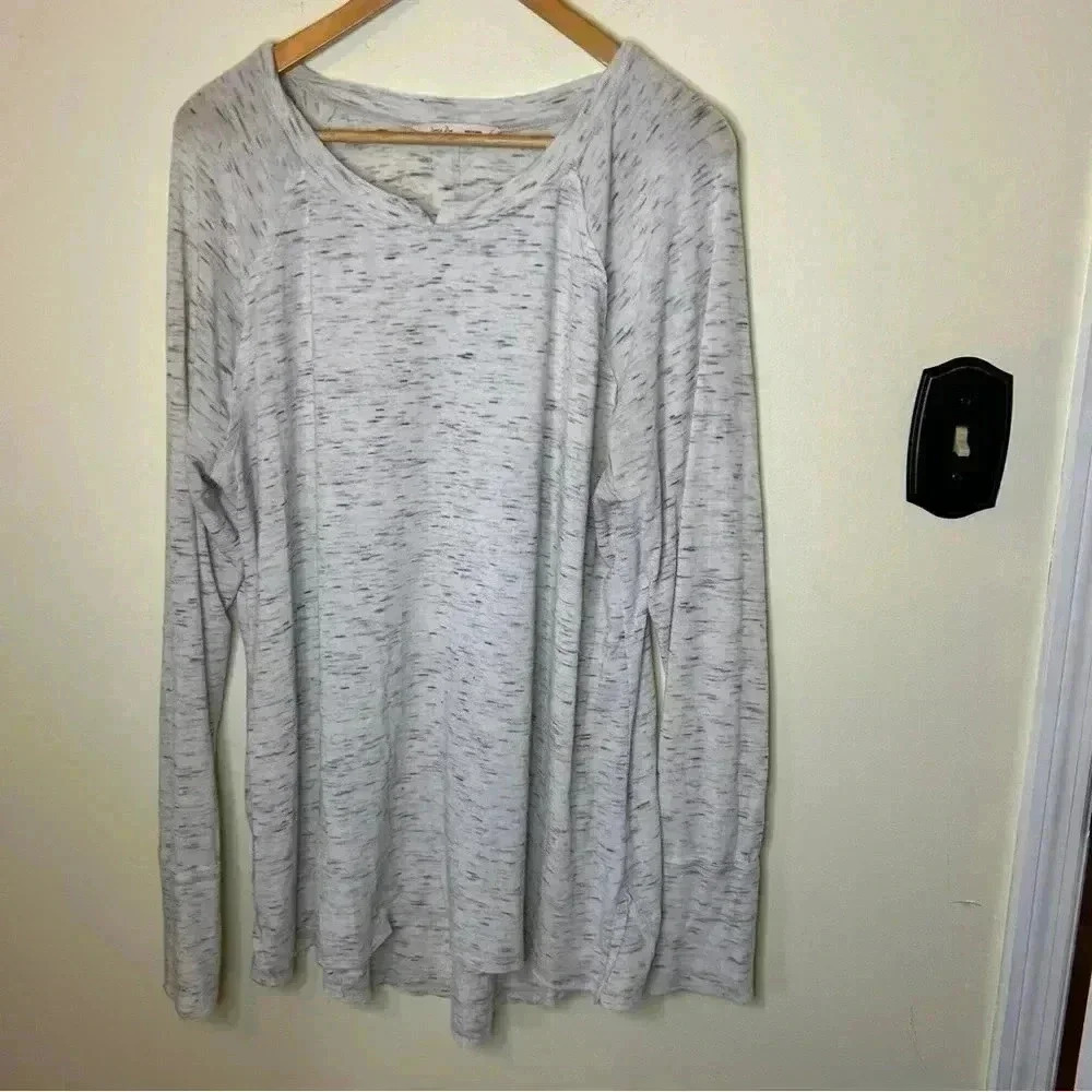 Spring & Mercer Women's Super Soft Comfy Long Sleeve Dye Tunic Tee Light Grey XL